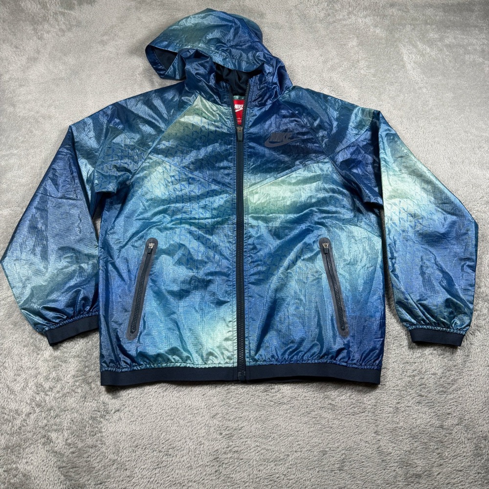 Nike Sportswear Tech Windrunner Jacket Men Large Blue Iridescent Full Zip 555908